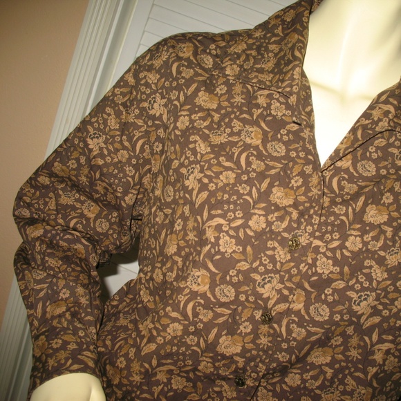 Vintage Y2K Gap Long Sleeve Button Up Shirt Top S Brown Floral Grannycore Preppy - Picture 5 of 8